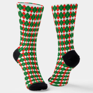 Weihnachtsgold Rot-Weiß-Raute kariert Socken
