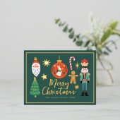 Weihnachtsgold Santa Nutcracker Niedlich Santa Folie Einladungspostkarte (Stehend vorne)