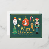 Weihnachtsgold Santa Nutcracker Niedlich Santa Folie Einladungspostkarte (Vorderseite/Rückseite)