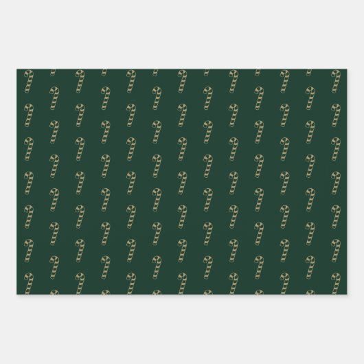 Weihnachtsgold Schwarz-Rot-Bonbons Muster Geschenkpapier Set (Vorderseite 3)