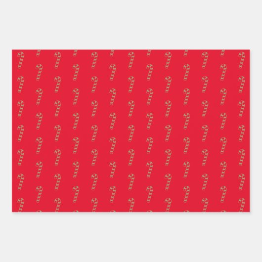 Weihnachtsgold Schwarz-Rot-Bonbons Muster Geschenkpapier Set (Vorderseite 2)