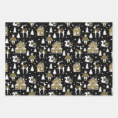 Weihnachtsgold Schwarz-weiß Geschenkpapier Set (Vorderseite)
