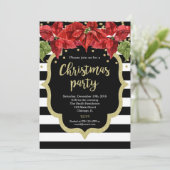 Weihnachtsgold Schwarz-weiße Party Einladung (Stehend Vorderseite)