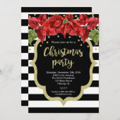 Weihnachtsgold Schwarz-weiße Party Einladung (Vorne/Hinten)