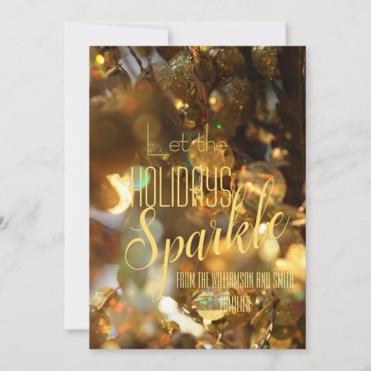 Weihnachtsgold Sparkle Moderne Skripte Einladung (Vorderseite)