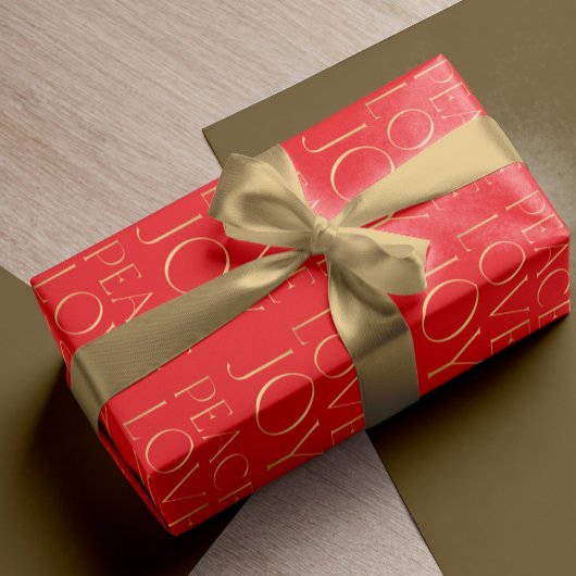 Weihnachtsgold Typografie Peace Liebe Joy Geschenkpapier