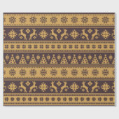 Weihnachtsgold und Brownrotwild-und -baum-Muster Geschenkpapier (Flach)