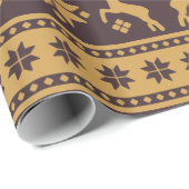 Weihnachtsgold und Brownrotwild-und -baum-Muster Geschenkpapier (Rolleneckpunkt)