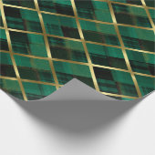 Weihnachtsgold und grünes Kariertes Muster Geschenkpapier (Ecke)