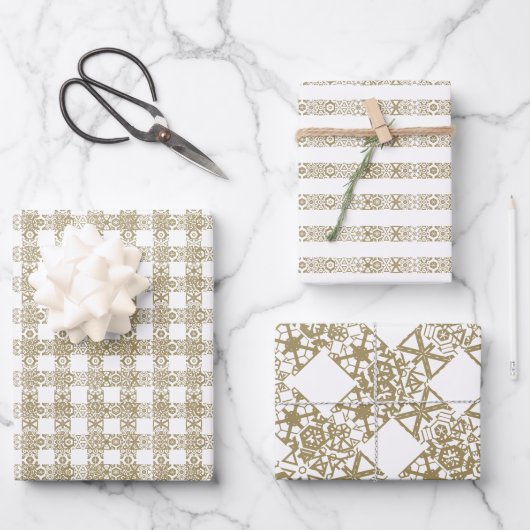 Weihnachtsgold und niedliche Spitze Geschenkpapier Set (Vorderseite)