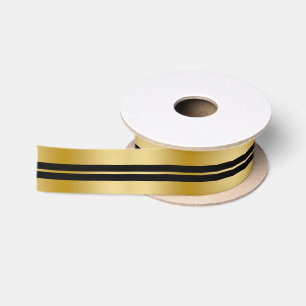 Weihnachtsgold- und schwarzes Satinband mit Streif