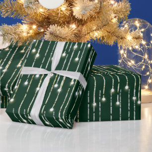 Weihnachtsgold- und Silberlichterkette funkelnd Geschenkpapier