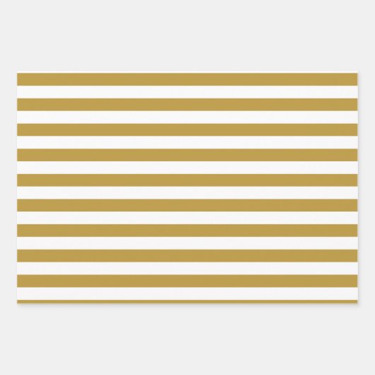 Weihnachtsgold und weiß gestreift geschenkpapier set (Vorderseite)