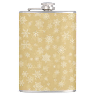 Weihnachtsgold, weiße Schneeflocken Flachmann