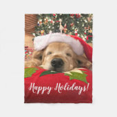 Weihnachtsgolden retriever-Hund schlafend unter Fleecedecke (Vorderseite)