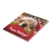 Weihnachtsgolden retriever-Hund schlafend unter Fliese (Seite)