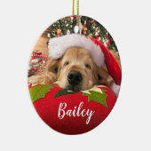 Weihnachtsgolden retriever-Hund schlafend unter Keramik Ornament (Rechts)