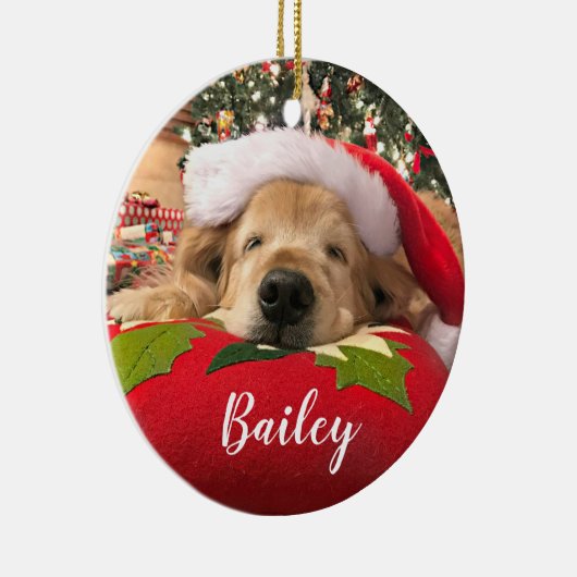 Weihnachtsgolden retriever-Hund schlafend unter Keramik Ornament (Rechts)