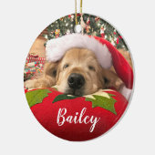Weihnachtsgolden retriever-Hund schlafend unter Keramik Ornament (Links)