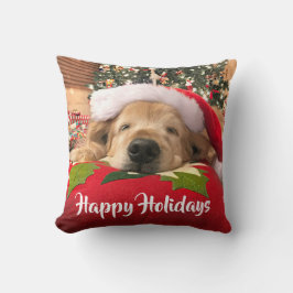 Weihnachtsgolden retriever-Hund schlafend unter Kissen