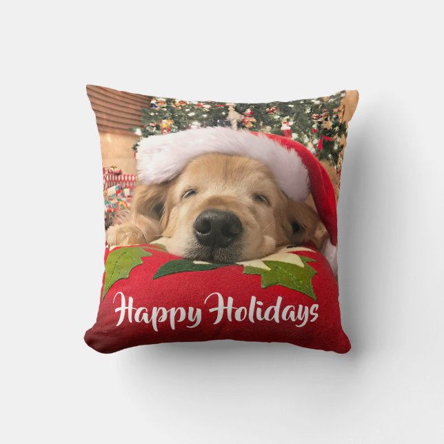 Weihnachtsgolden retriever-Hund schlafend unter Kissen (Vorderseite)