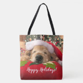Weihnachtsgolden retriever-Hund schlafend unter Tasche (Vorderseite)
