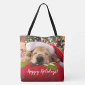 Weihnachtsgolden retriever-Hund schlafend unter Tasche (Rückseite)