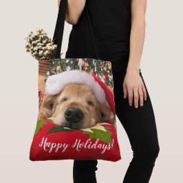 Weihnachtsgolden retriever-Hund schlafend unter Tasche