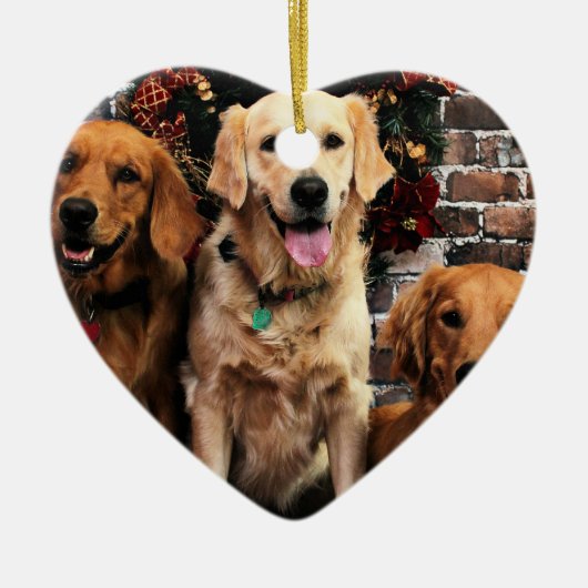 Weihnachtsgolden retriever-Verpacker Bella Darby Keramikornament (Vorne)