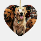 Weihnachtsgolden retriever-Verpacker Bella Darby Keramikornament (Hinten)