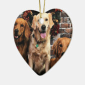 Weihnachtsgolden retriever-Verpacker Bella Darby Keramikornament (Links)