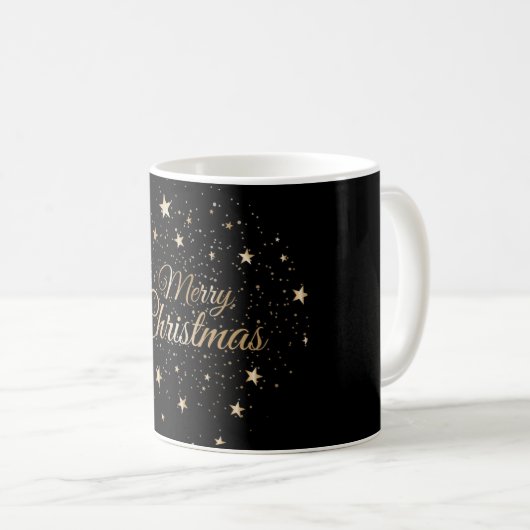 Weihnachtsgolden Sterne Kaffeetasse (VorderseiteRechts)