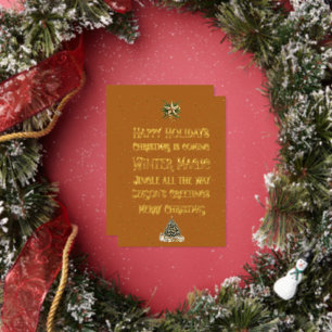 Weihnachtsgoldfarbe mit goldener Wortkunst Gold Folien Feiertagskarte