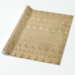 Weihnachtsgoldfolie-Rentier und Schneeflocke Geschenkpapier