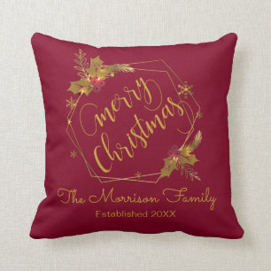 Weihnachtsgoldkranz Personalisierter Familienname Kissen