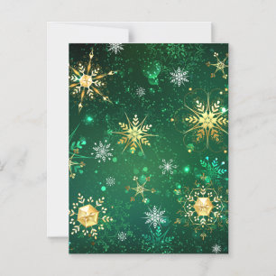 Weihnachtsgoldschneeflocken auf grünem Hintergrund Magneteinladung