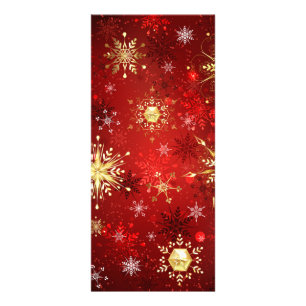 Weihnachtsgoldschneeflocken auf rotem Hintergrund Werbekarte
