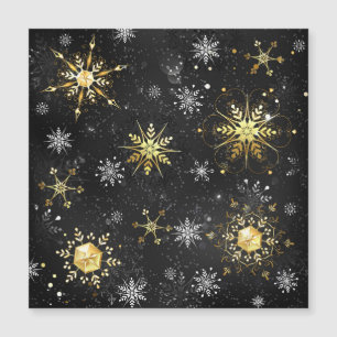 Weihnachtsgoldschneeflocken auf schwarzem Hintergr Magneteinladung
