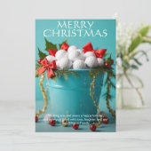 WeihnachtsGolf Ball Bucket Feiertagskarte (Stehend Vorderseite)