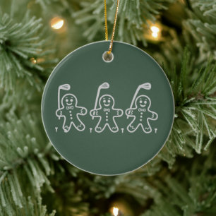 Weihnachtsgolf Lebkuchenmann Golf spielen  Keramik Ornament