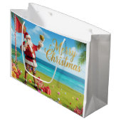Weihnachtsgolf mit dem Weihnachtsmann auf Hawaii Große Geschenktüte (Vorderseite Schrägansicht)