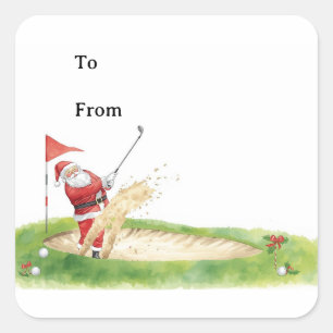 Weihnachtsgolf mit Santa Claus Golf spielen  Quadratischer Aufkleber