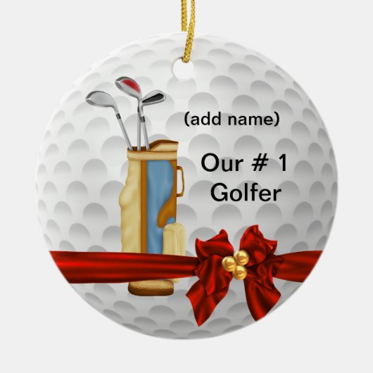 WEIHNACHTSgolf personalisierte Verzierung Keramikornament (Vorne)