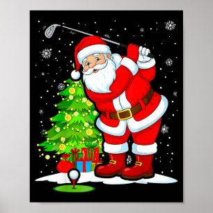 Weihnachtsgolf Santa Golfer Xmas Lustiger Weihnach Poster