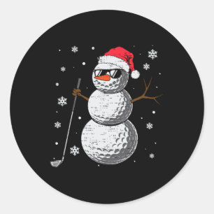 Weihnachtsgolf Schneemann Hut Santa Xmas Golfer Mä Runder Aufkleber