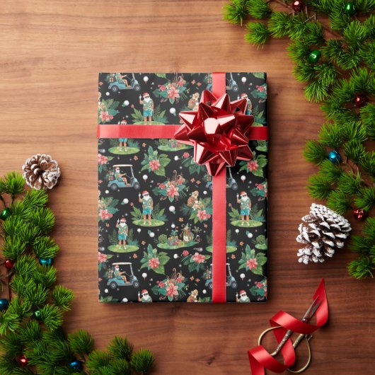 Weihnachtsgolf Sommer Santa Wasserfarbenmuster  Geschenkpapier (Feiertagsgeschenk)