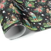 Weihnachtsgolf Sommer Santa Wasserfarbenmuster  Geschenkpapier (Rolleneckpunkt)
