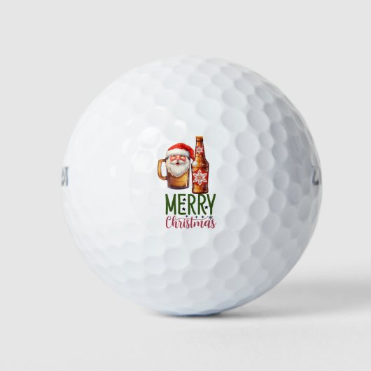 Weihnachtsgolf und Bier lustig Golfball (Vorderseite)