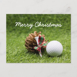 Weihnachtsgolfball und Kiefernkegel für Golfer Postkarte