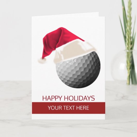 Weihnachtsgolfball Weihnachtsmannmütze Grußkarten Feiertagskarte (Vorderseite)